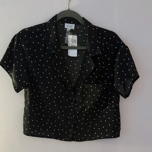 Black and White Polka Dot Button Down Shirt